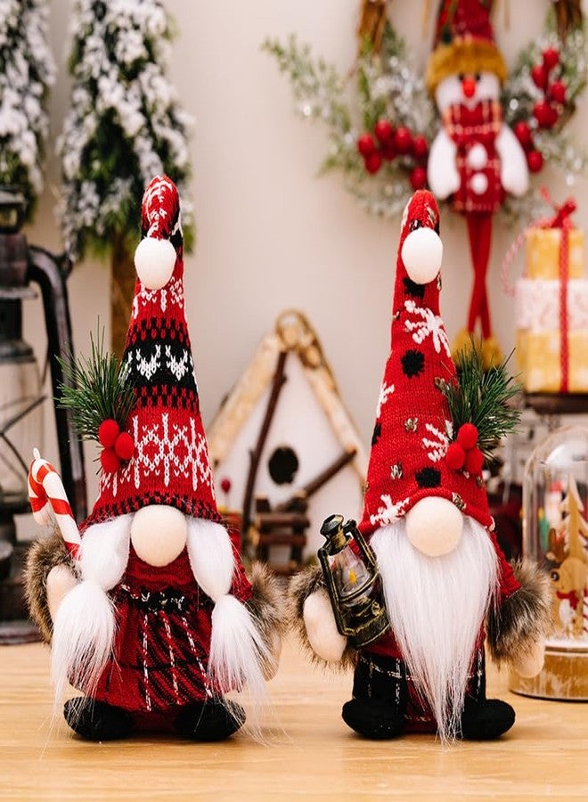 HEPOVER Christmas Gnome Decoration Plush with Gingerbread Pinecone Ponytail，Nordic Handmade Xmas Scandinavian Tomte，Resin Tree Centerpieces for Desk Shelf Fireplace Winter Holiday Christmas Decor - Image 1